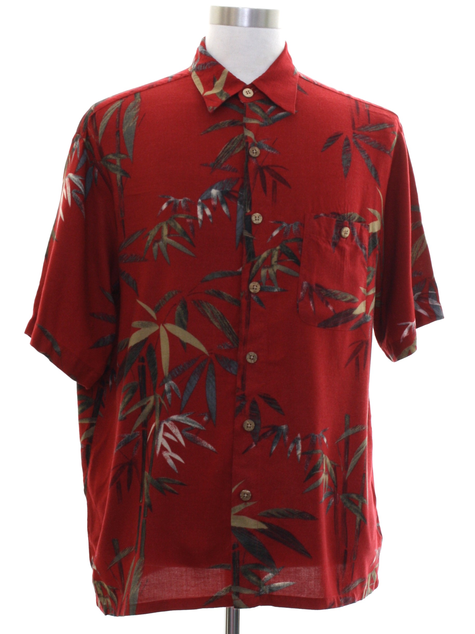 S Vintage Hawaiian Shirt Late 90s Puritan Mens Deep Red