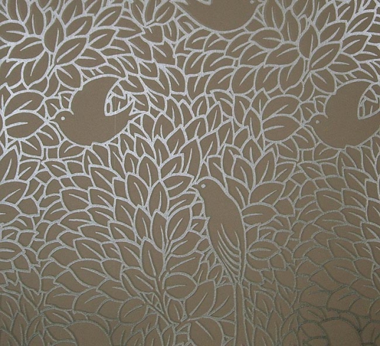 Stylized Bird Design Brown Wallpaper Dovedale
