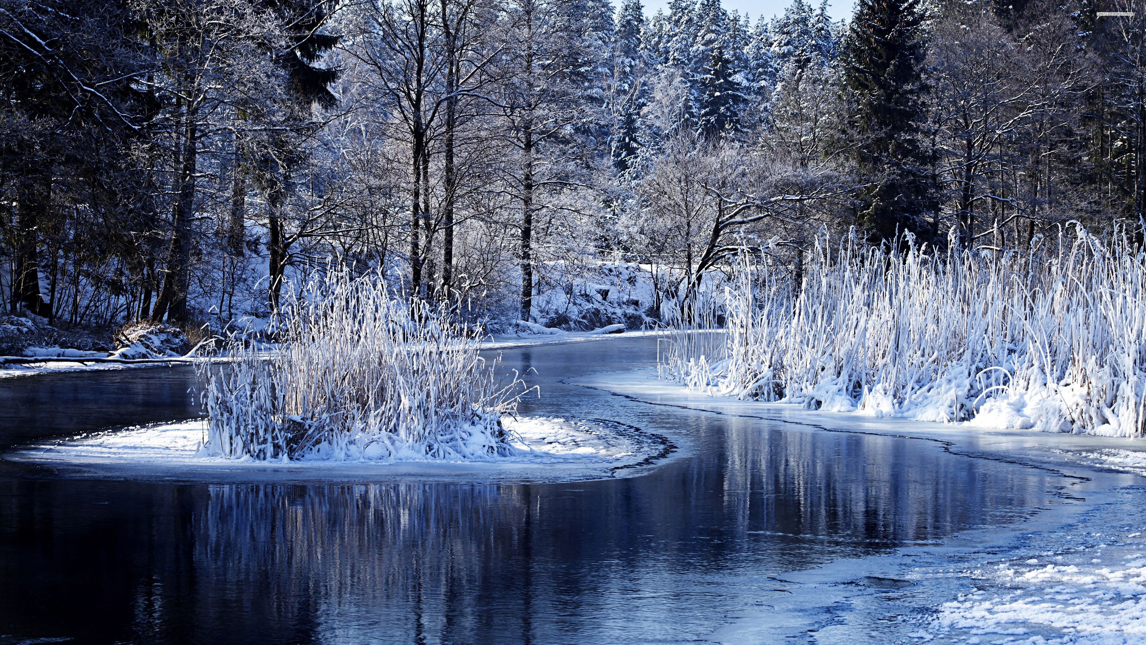 Winter On The Lake 4k Ultra HD Wallpaper