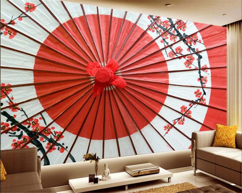 Beibehang 3D Wallpaper Cubic Umbrella Japanese Living Room TV