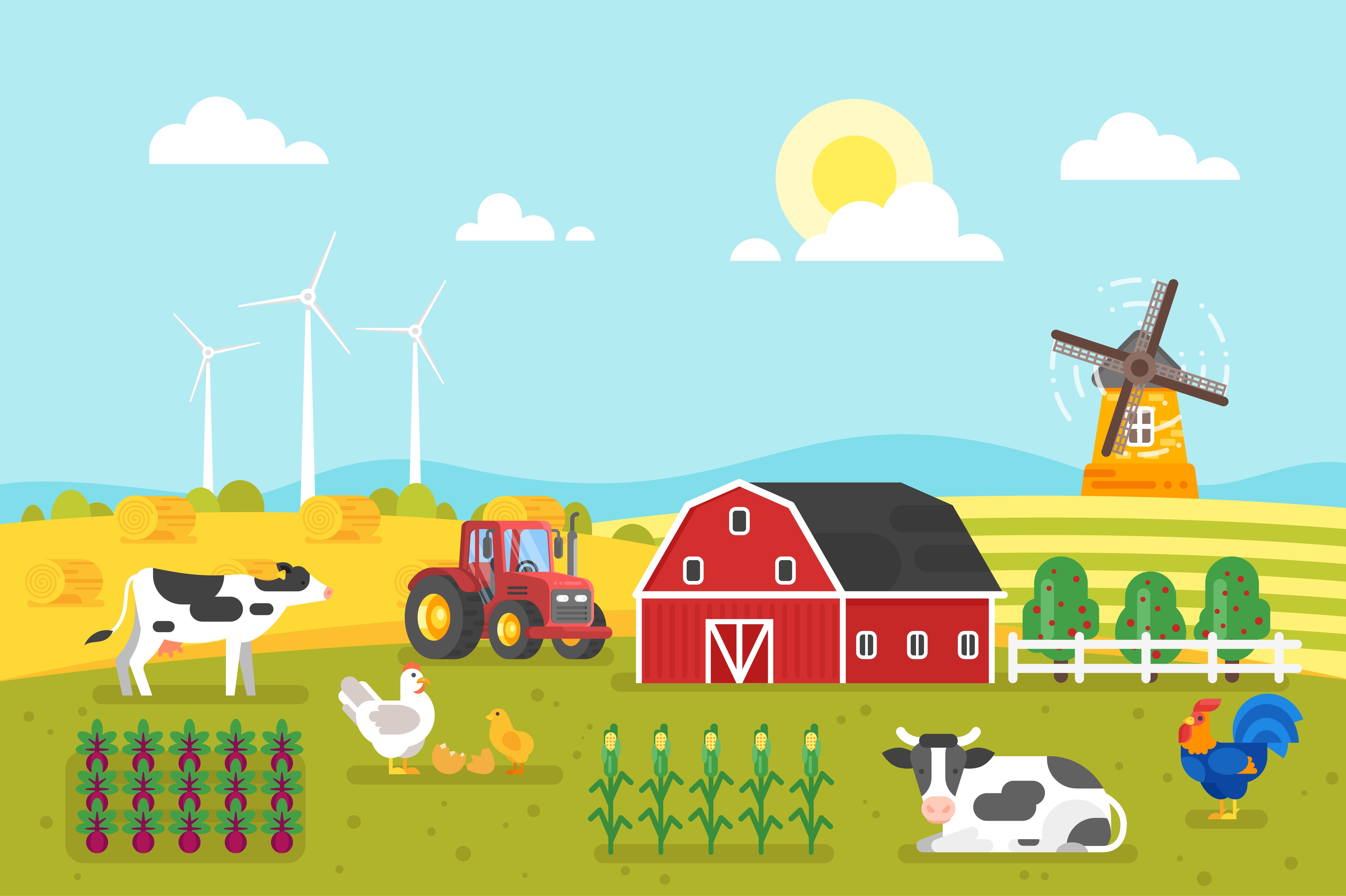 Farm Background Pre Designed Illustrator Graphics Creative Market