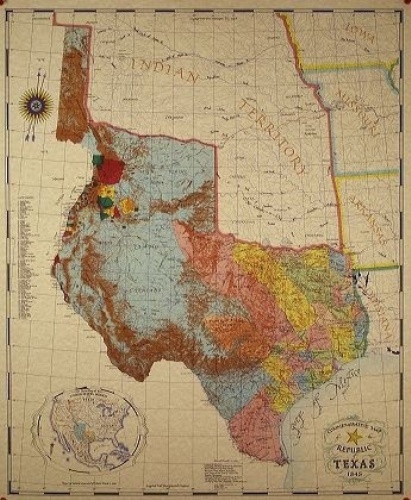 Republic Of Texas Map With Geographic Regions HD Wallpaper