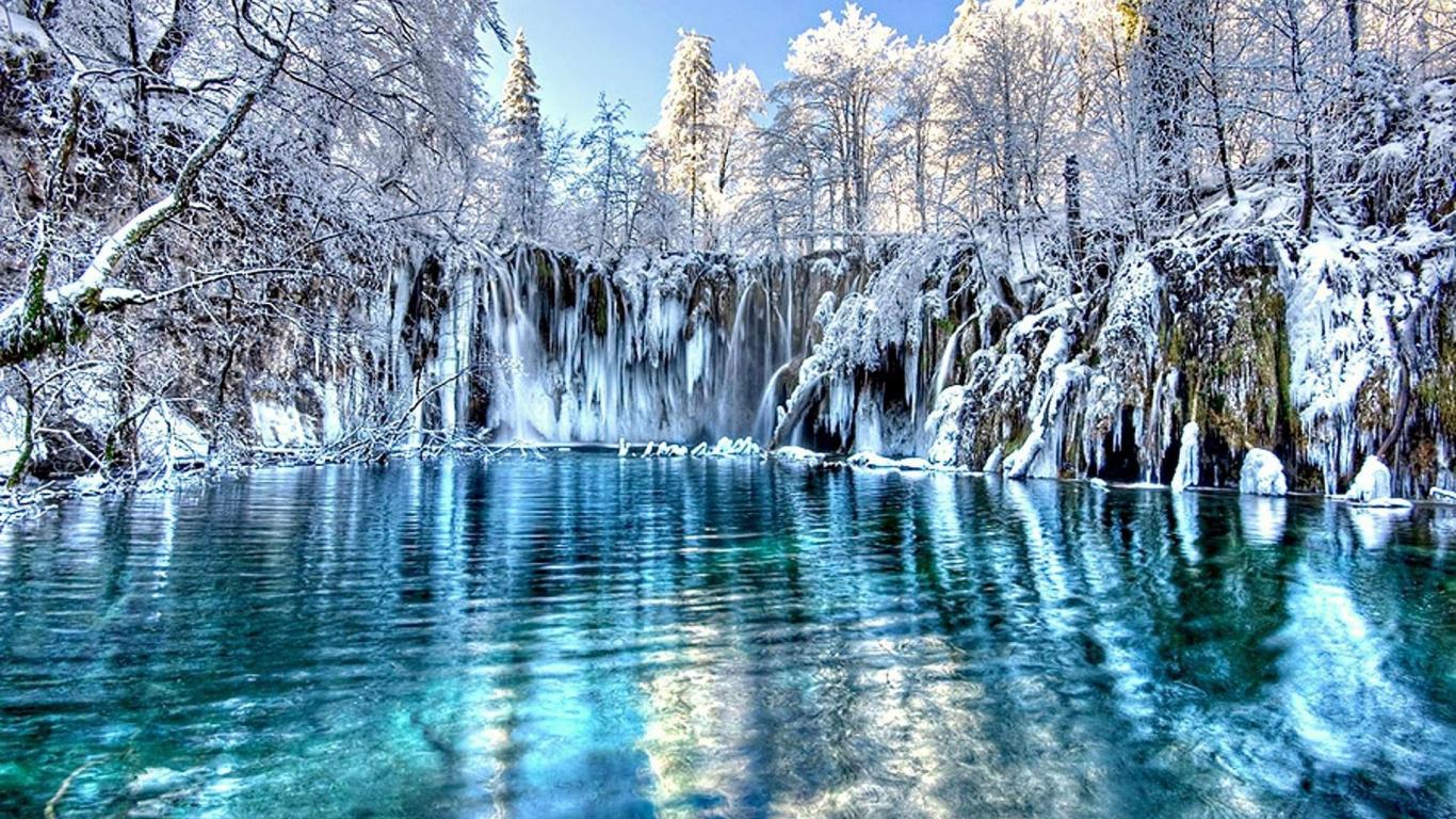 Winter Waterfall HDr Wallpaper HD