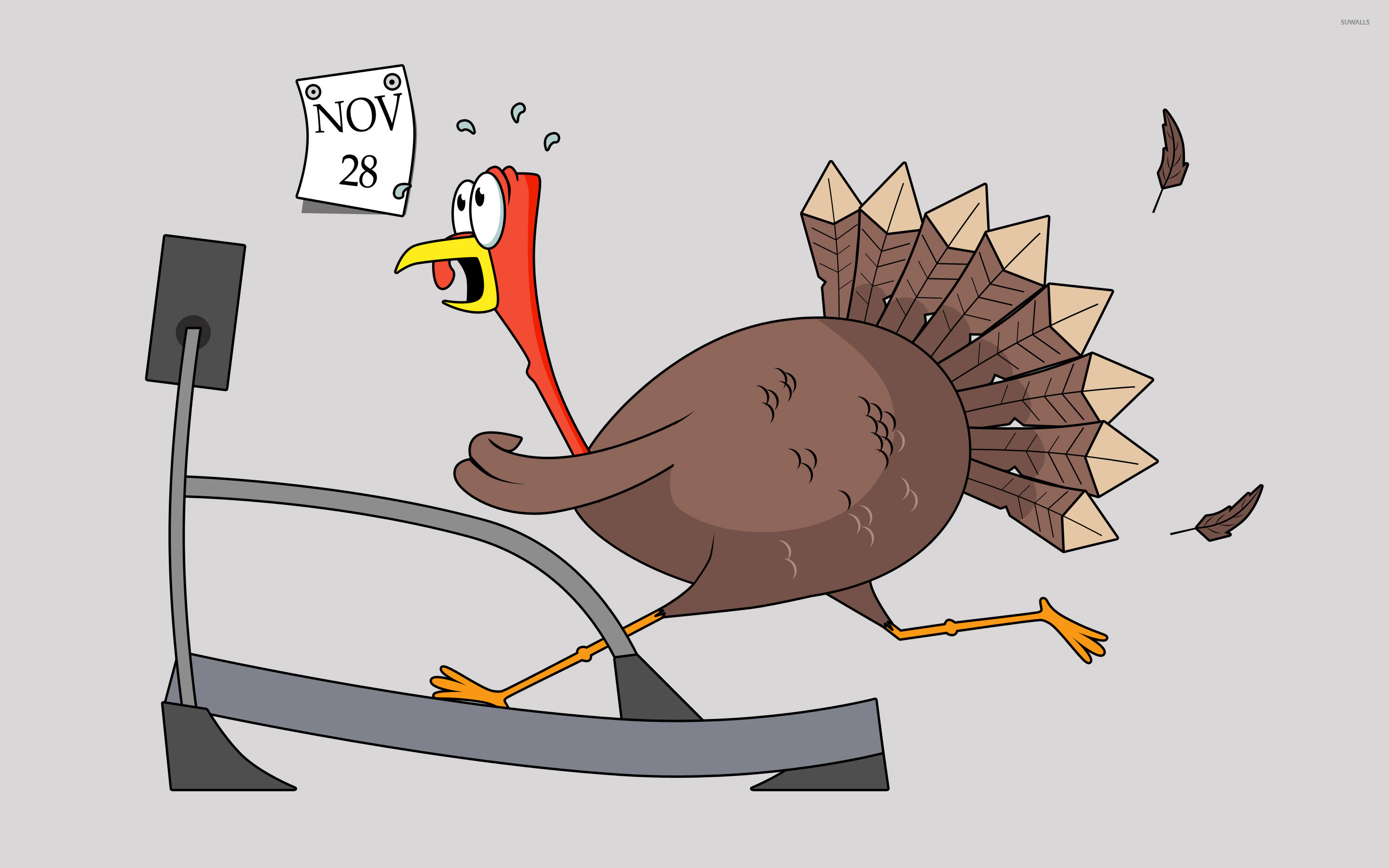 Thanksgiving Turkey On A Treadmill Wallpaper Funny