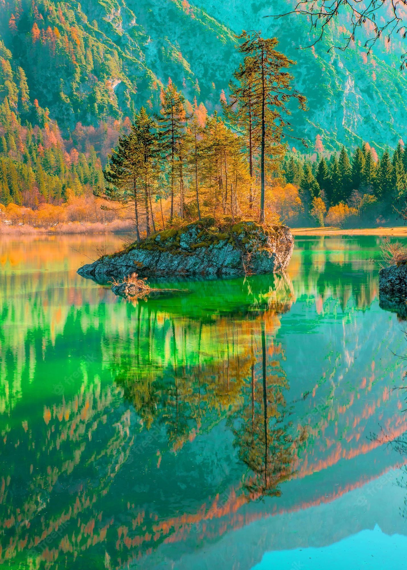 Lake Mountain Scenery Nature 4K Wallpaper iPhone HD Phone #1010h