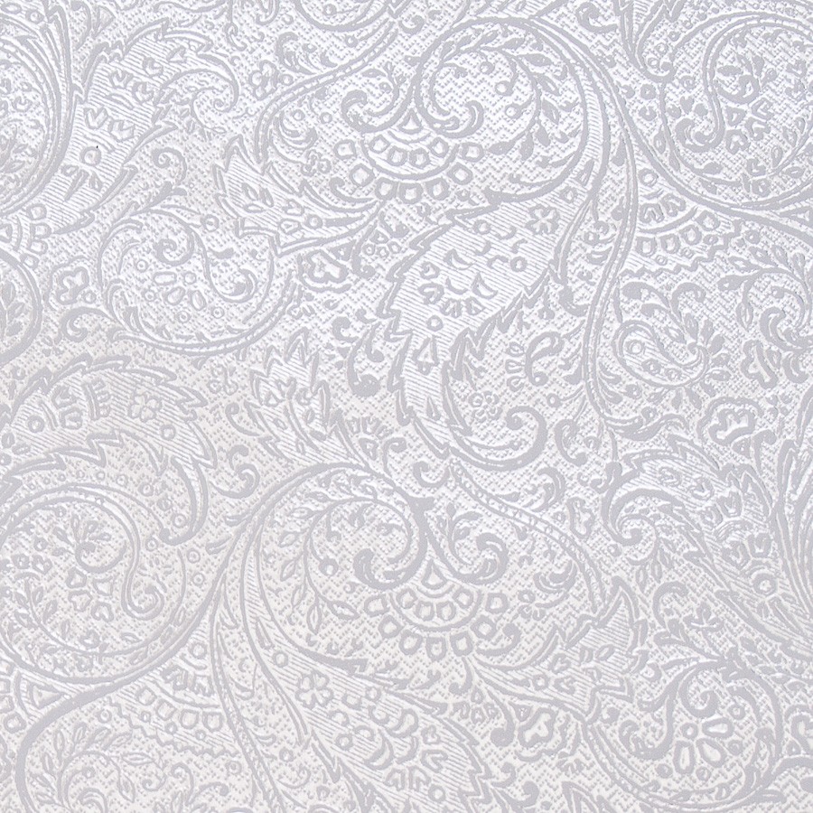 Home White Silver Paisley Foil Roll Wrap