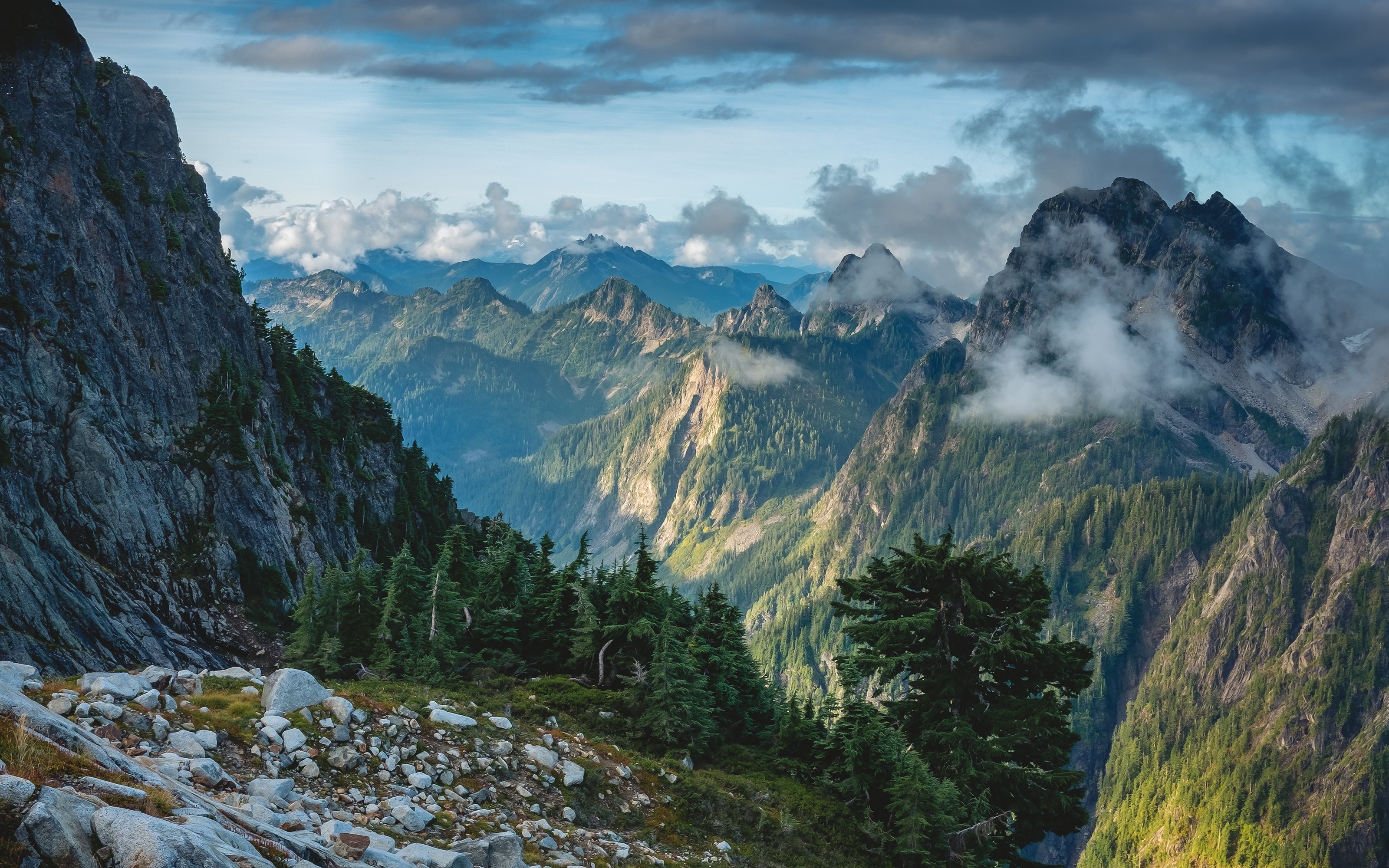 Landscape Nature Mountain Sunset Clouds Forest Washington State Wallpaper