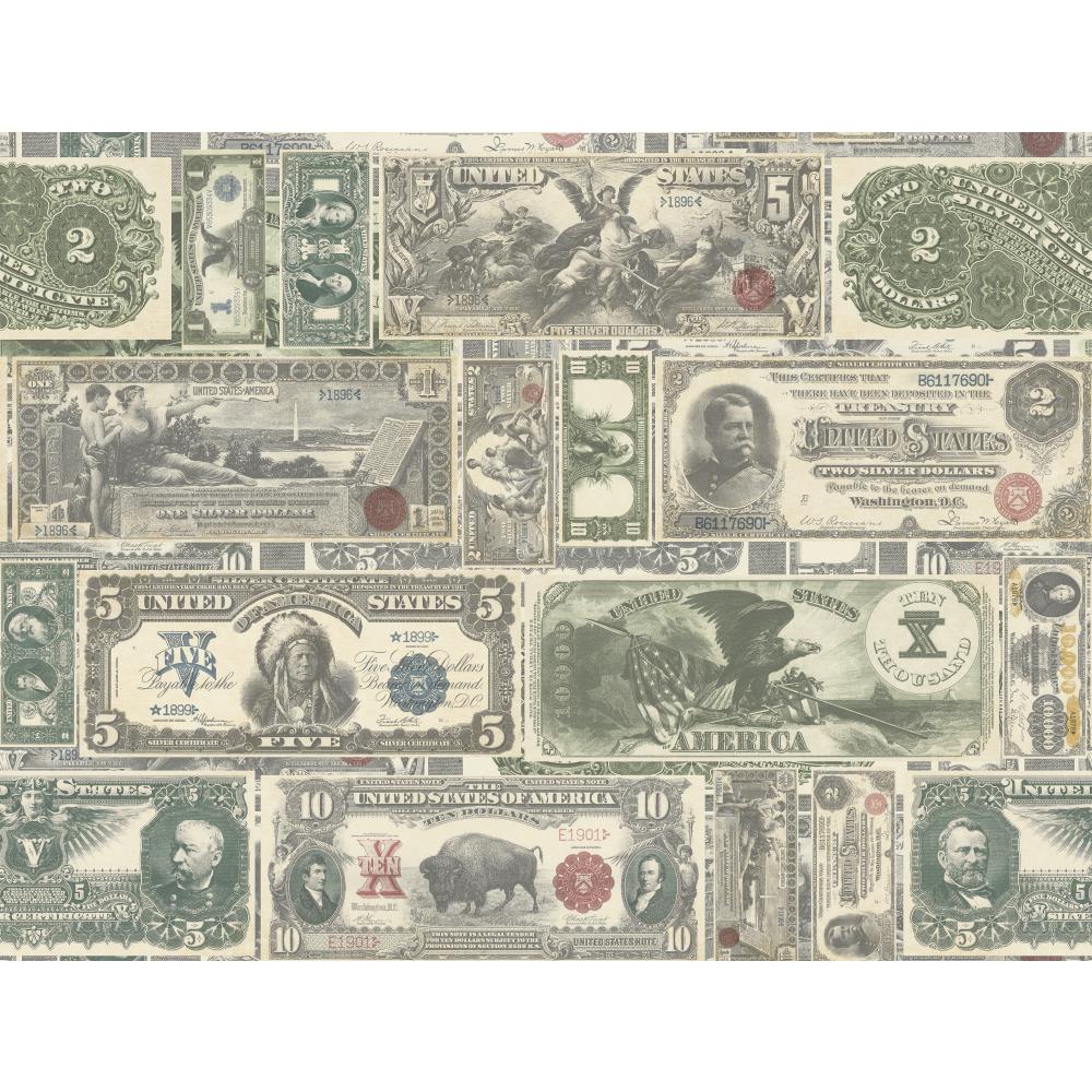 French Newsprint Wallpaper American Classics Money Pattern