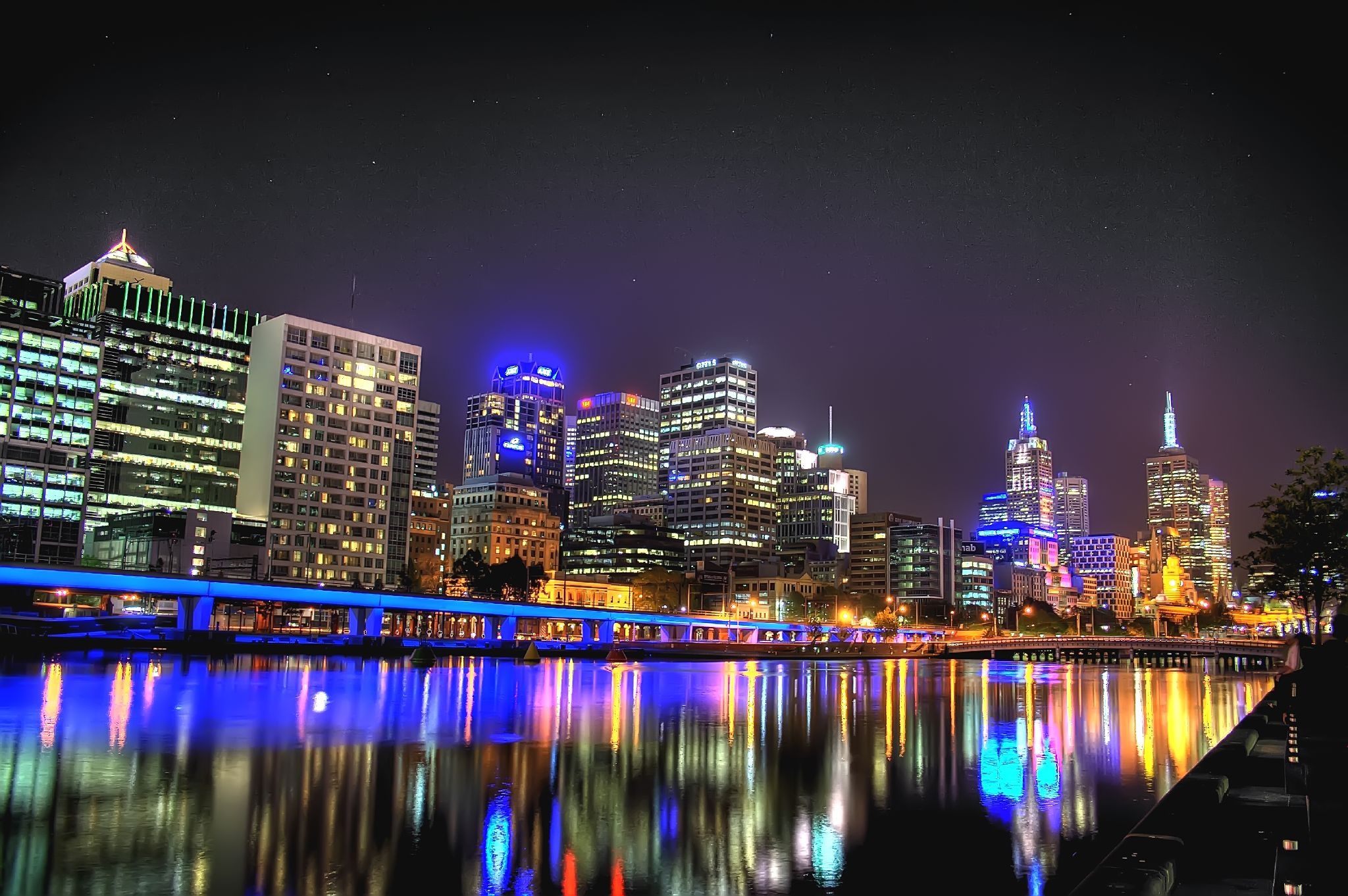 Melbourne Australia City Reflection F Wallpaper Background