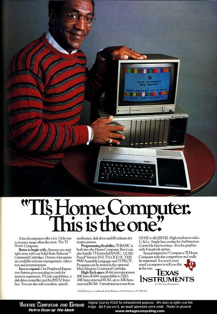 Texas Instruments With Bill Cosby Ad Graphics And Background Pi
