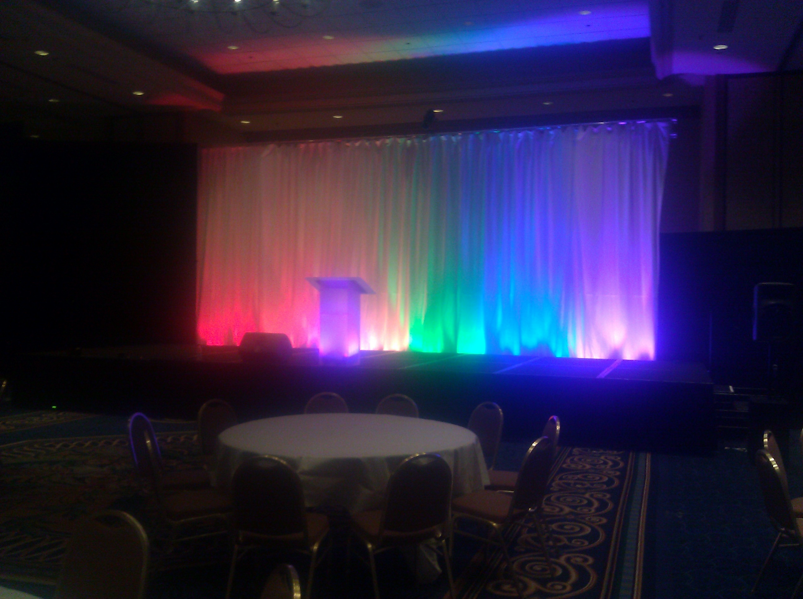 Stage Backdrop The Panels Are Tall Gray Drape Uplights