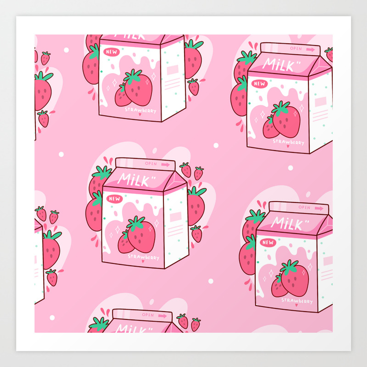 Desktop Kawaii Strawberry Milk Wallpaper
