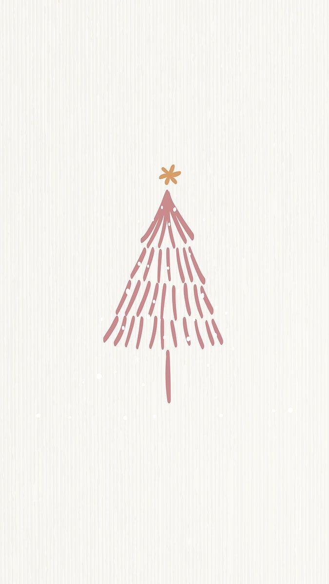 Christmas Tree Mobile Wallpaper Winter Season Doodle In Beige