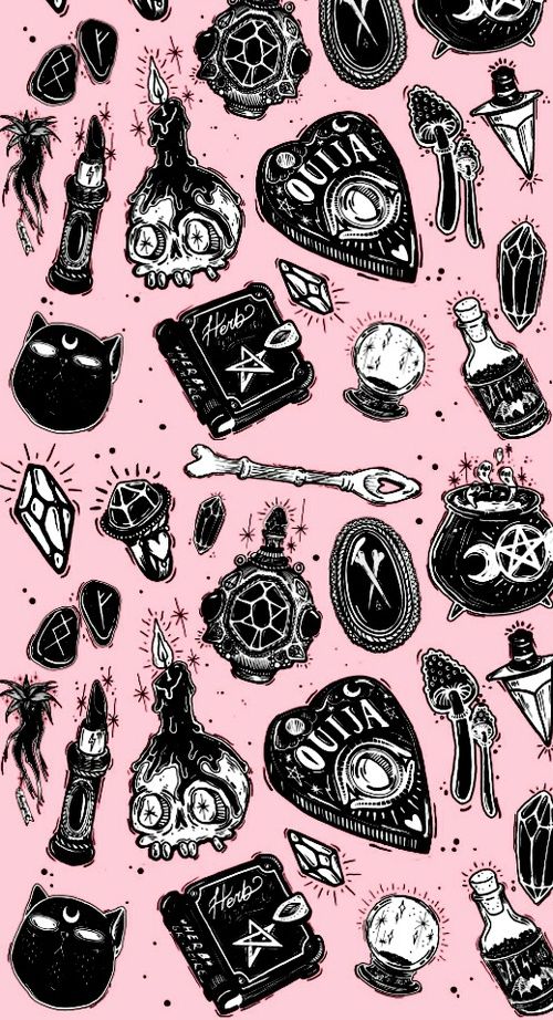 Pink Wallpaper And Witch Image Halloween iPhone
