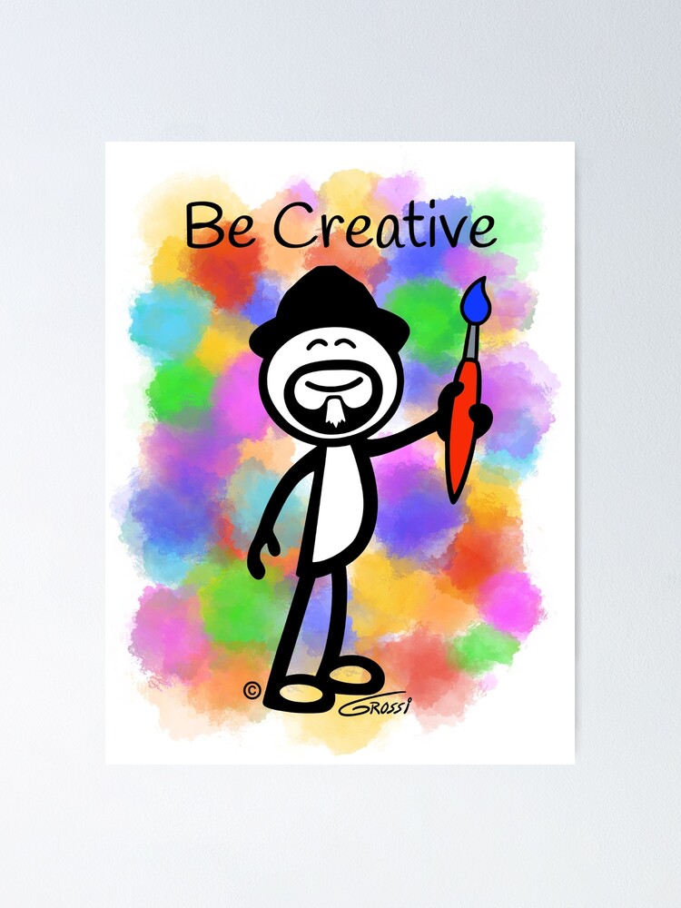 Gg Artist Stick Figure Be Creative Paint Splotch Background