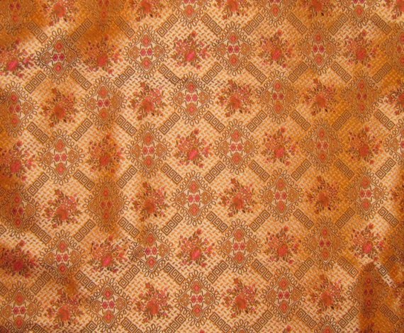 Peach Victorian Wallpaper Silk Brocade Fabric By Silkfabric