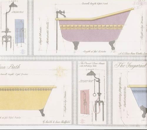 Vintage Bathtubs Victorian Charm Collection Bathroom Shower Wallpaper