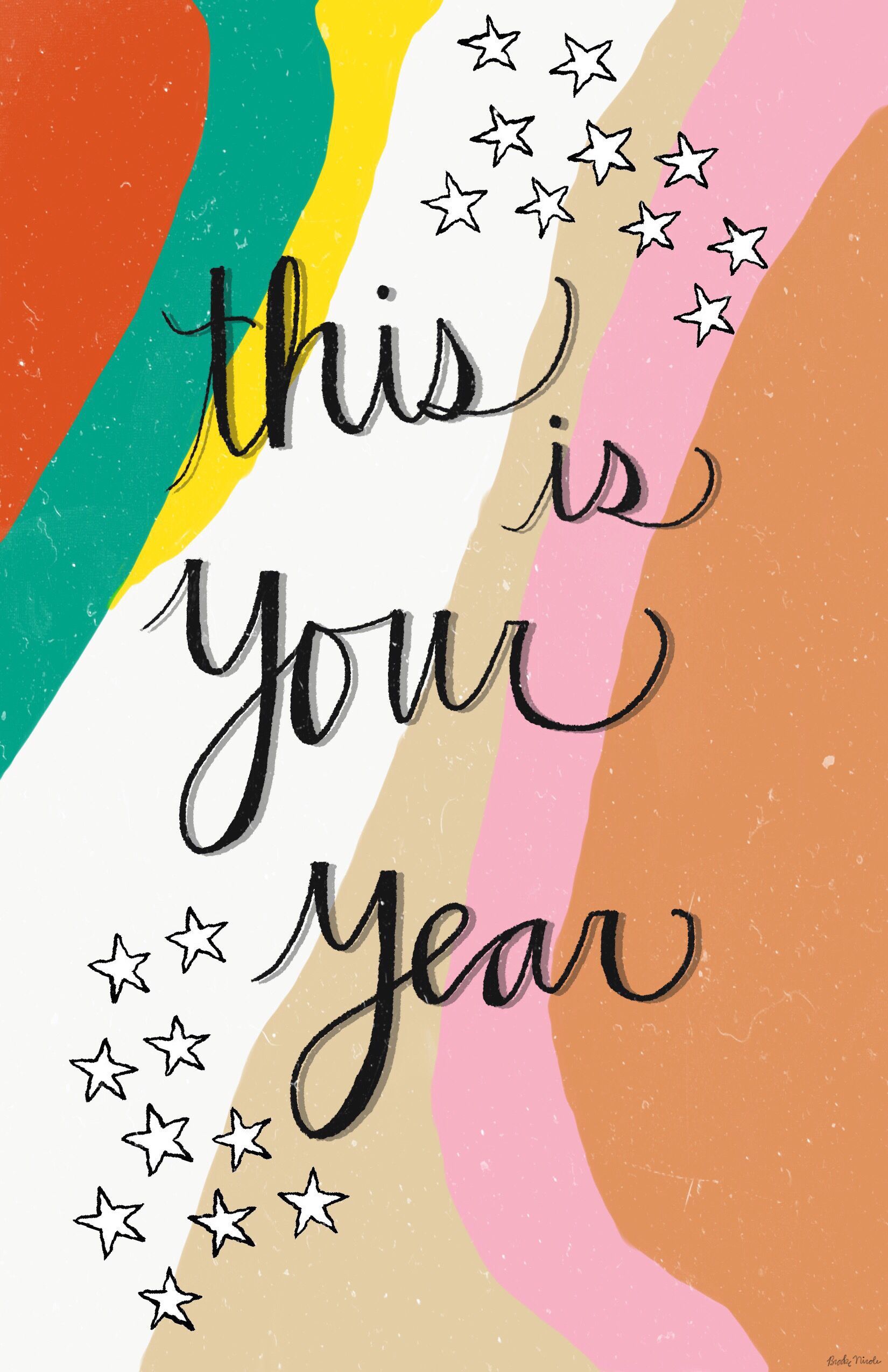 A colorful, abstract wallpaper with the motivational quote 