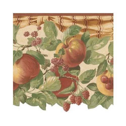 Wallpaper Border French Country Fruit Swag Cherries Peaches