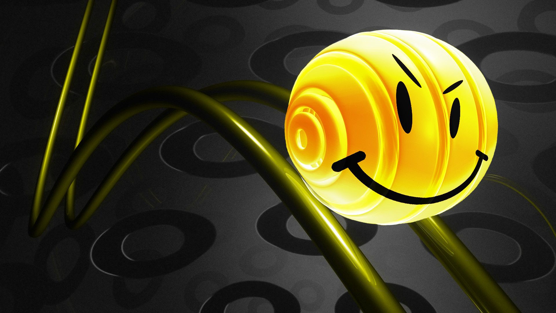 3D Smiley Face on Abstract Background