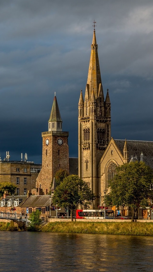 Inverness Church Scotland River Bridge Clouds Storm