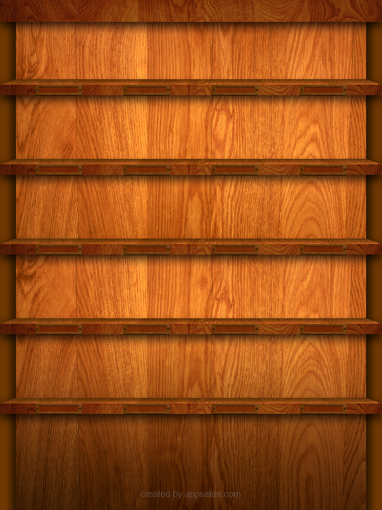 Wooden iPad Shelf Wallpaper in Portrait View 768x1024
