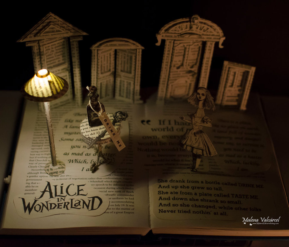 Alice In Wonderland Book Arts By Malenavalcarcel