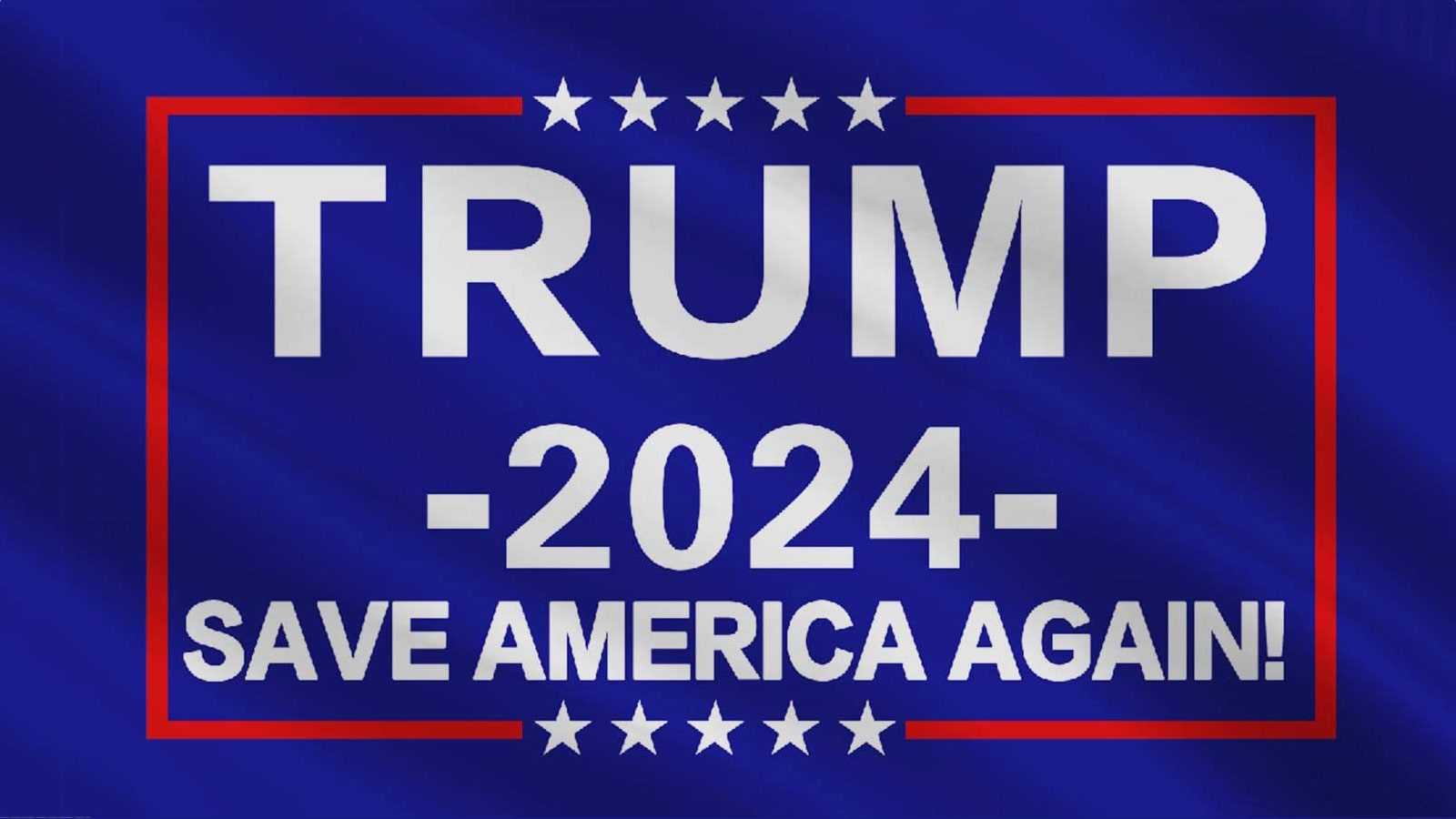 Donald Trump 2024 campaign flag with the slogan 'Save America Again!'