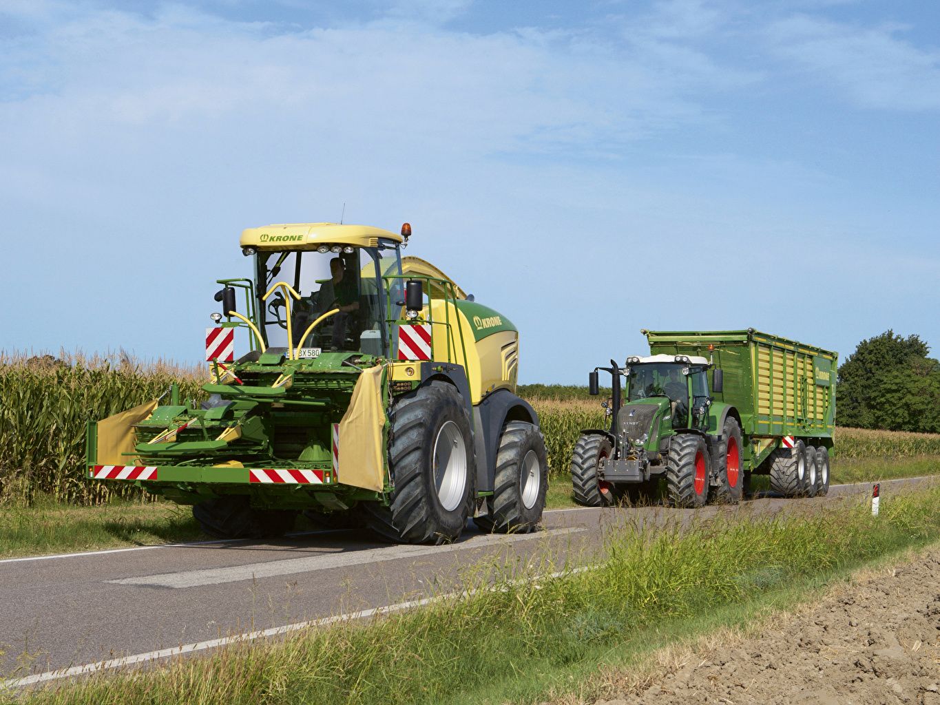 Wallpaper Agricultural Machinery Krone Big X Fendt Roads Two