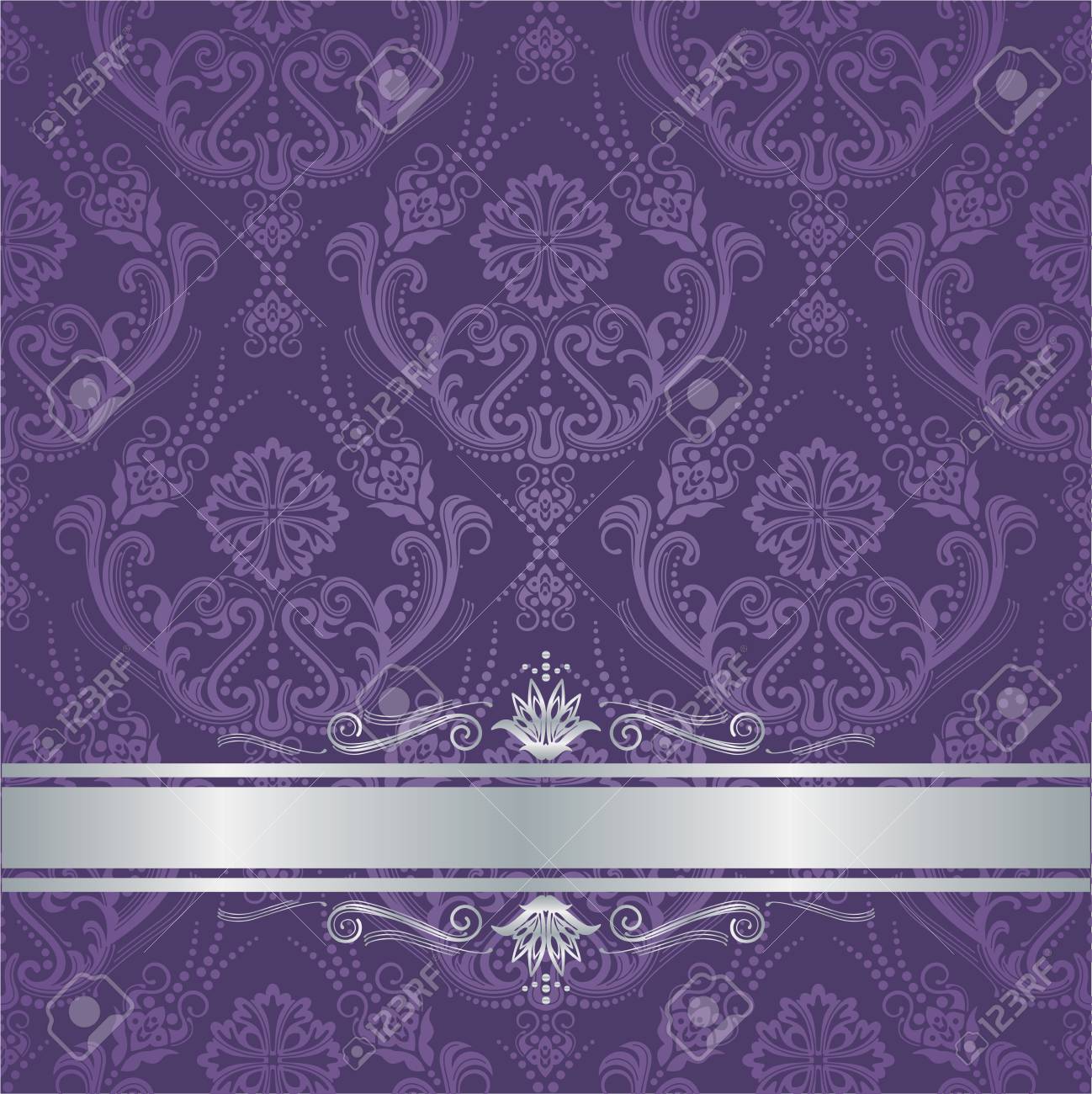 Luxury Purple Victorian Style Floral Damask Wallpaper Cover With