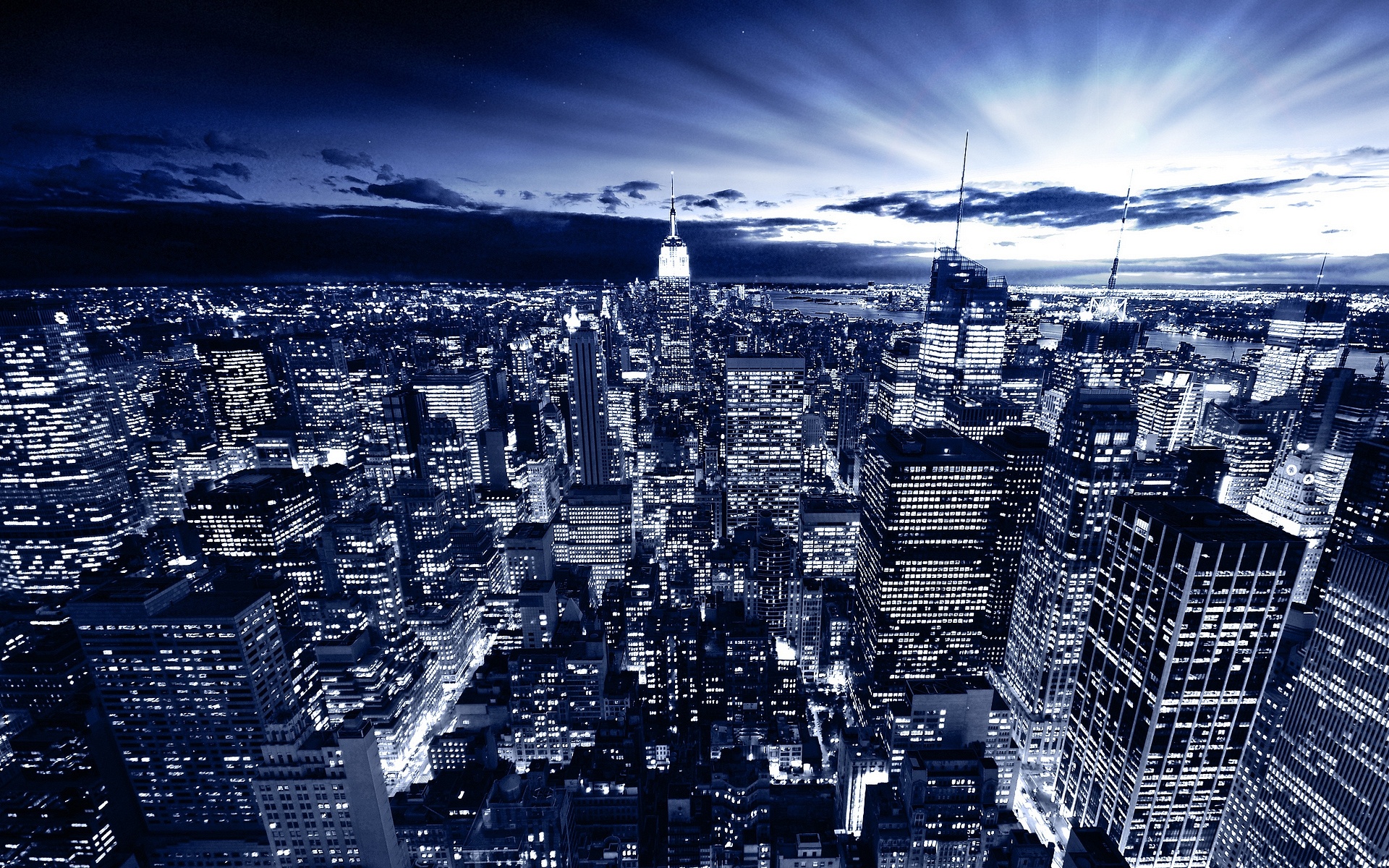 New York In Blue Wallpaper HD Desktop