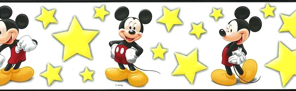 Disney Mickey Mouse Wallpaper Border Kids Yellow White Stars Children