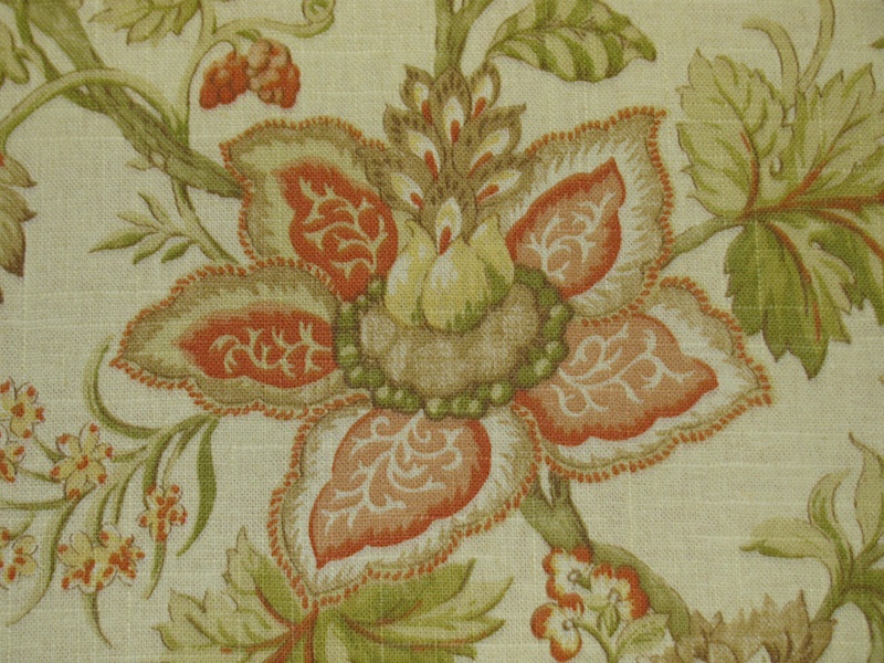 Raymond Waites Designs Evangeune Linen Floral Drapery Fabric G45