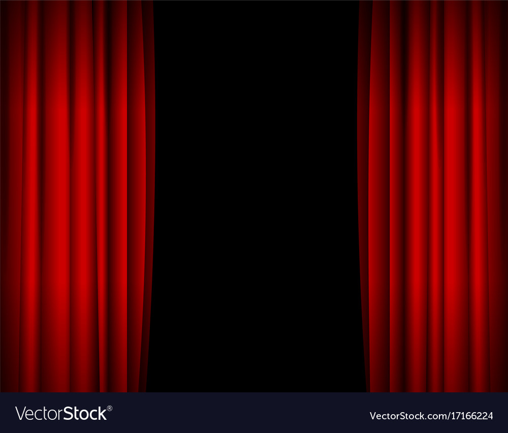 Realistic Red Opened Stage Curtains Background Vector Image