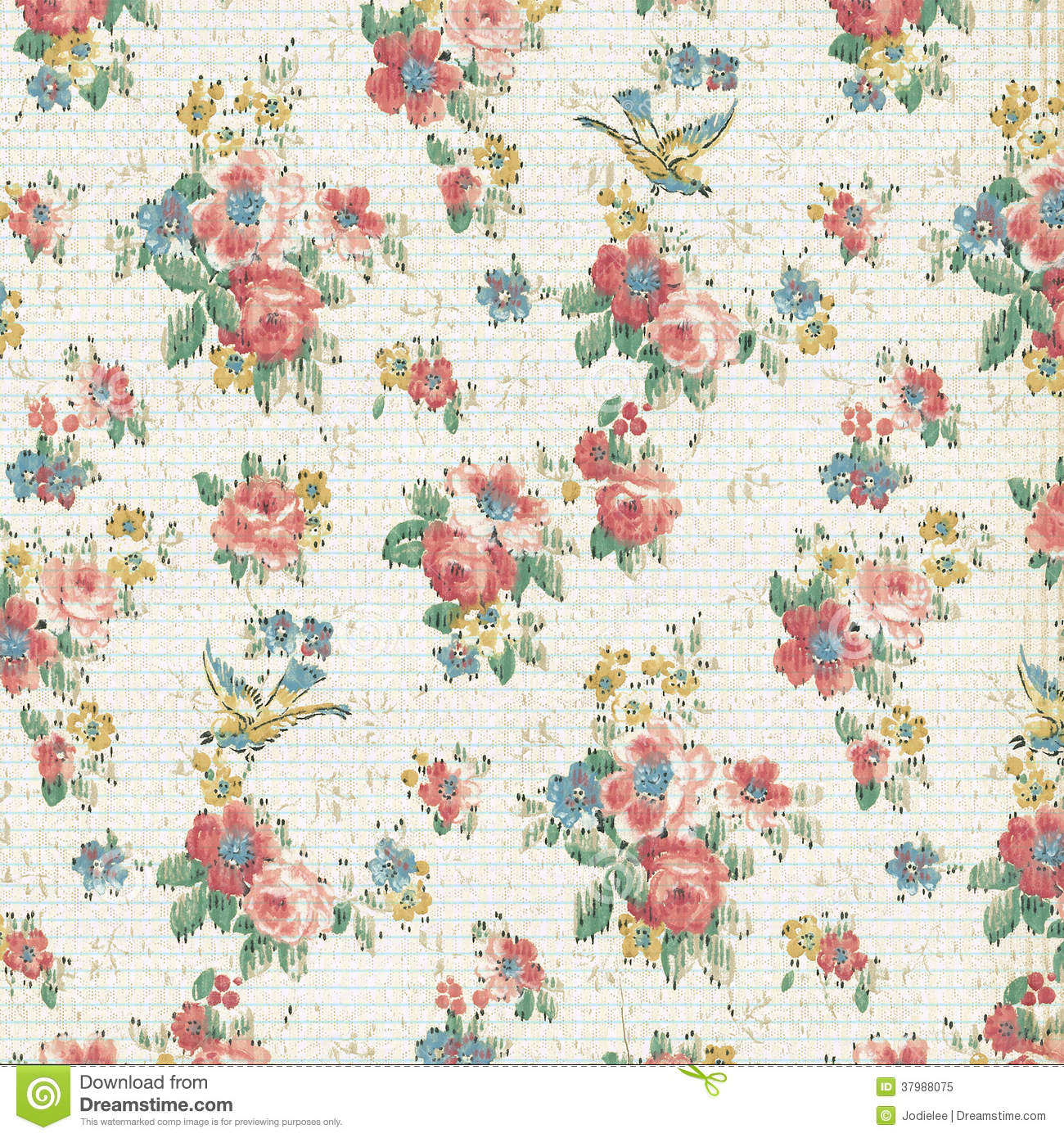 Shabby Chic Vintage Floral Wallpaper