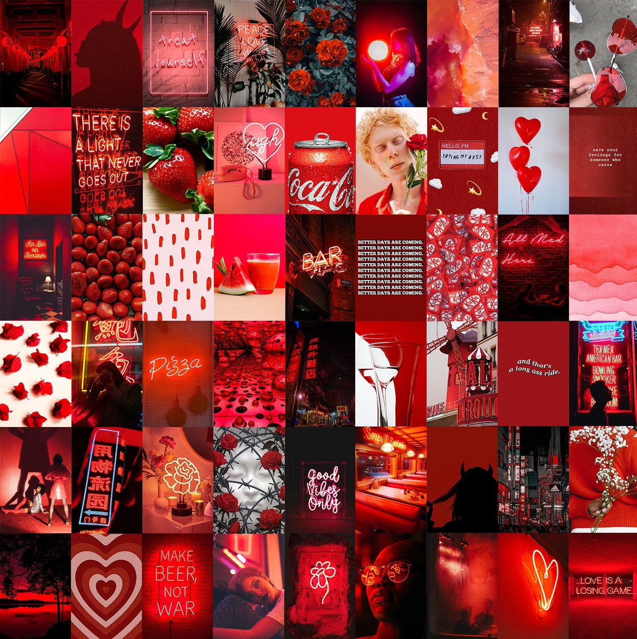 Neon Red Wall Collage Kit Digital Copy Pack of Photos Etsy