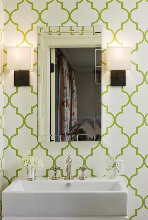 Quatrefoil Wallpaper Contemporary Bathroom Doryn Wallach