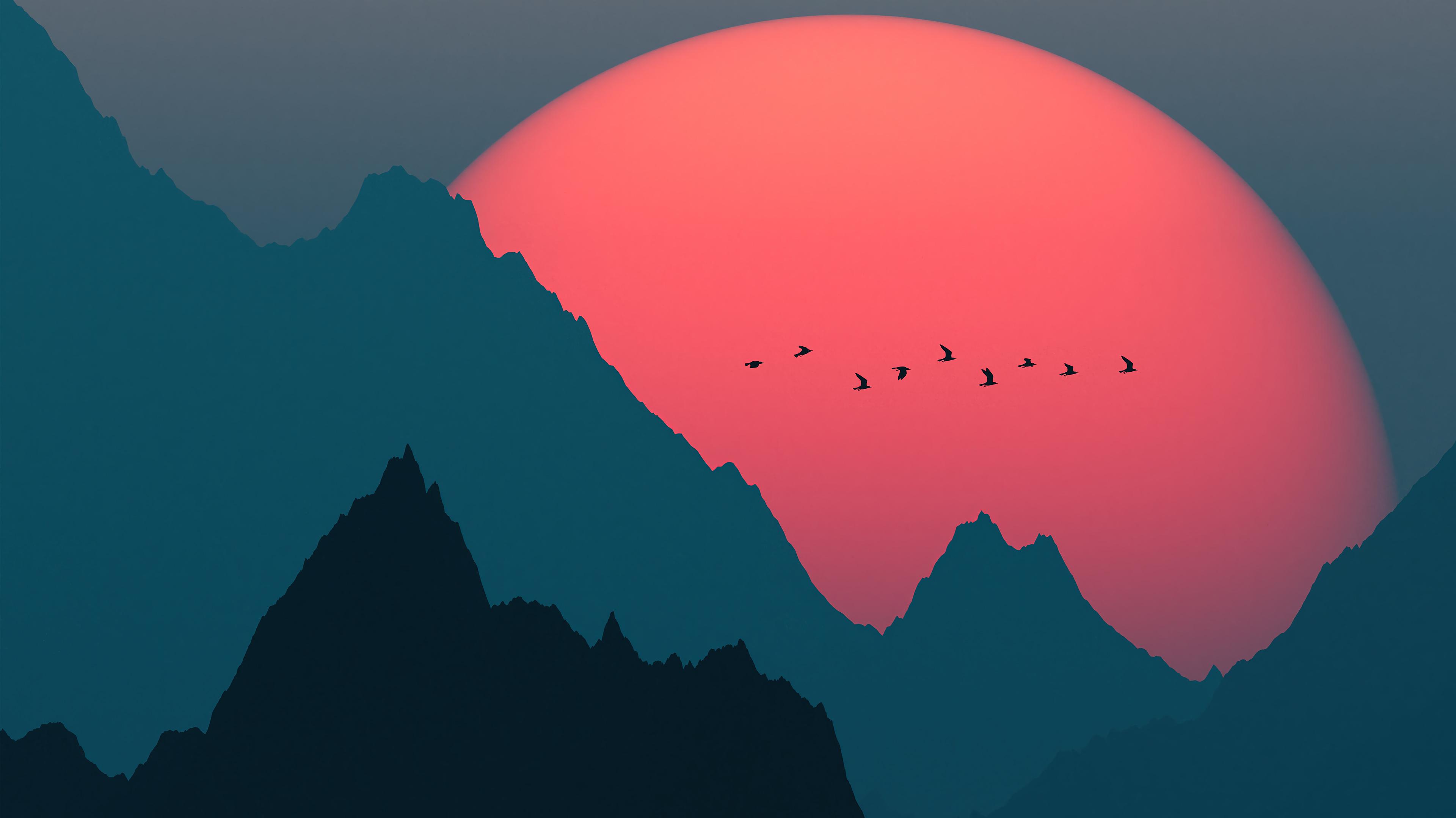 Sunset Minimalist Scenery Wallpaper 4k 7880g