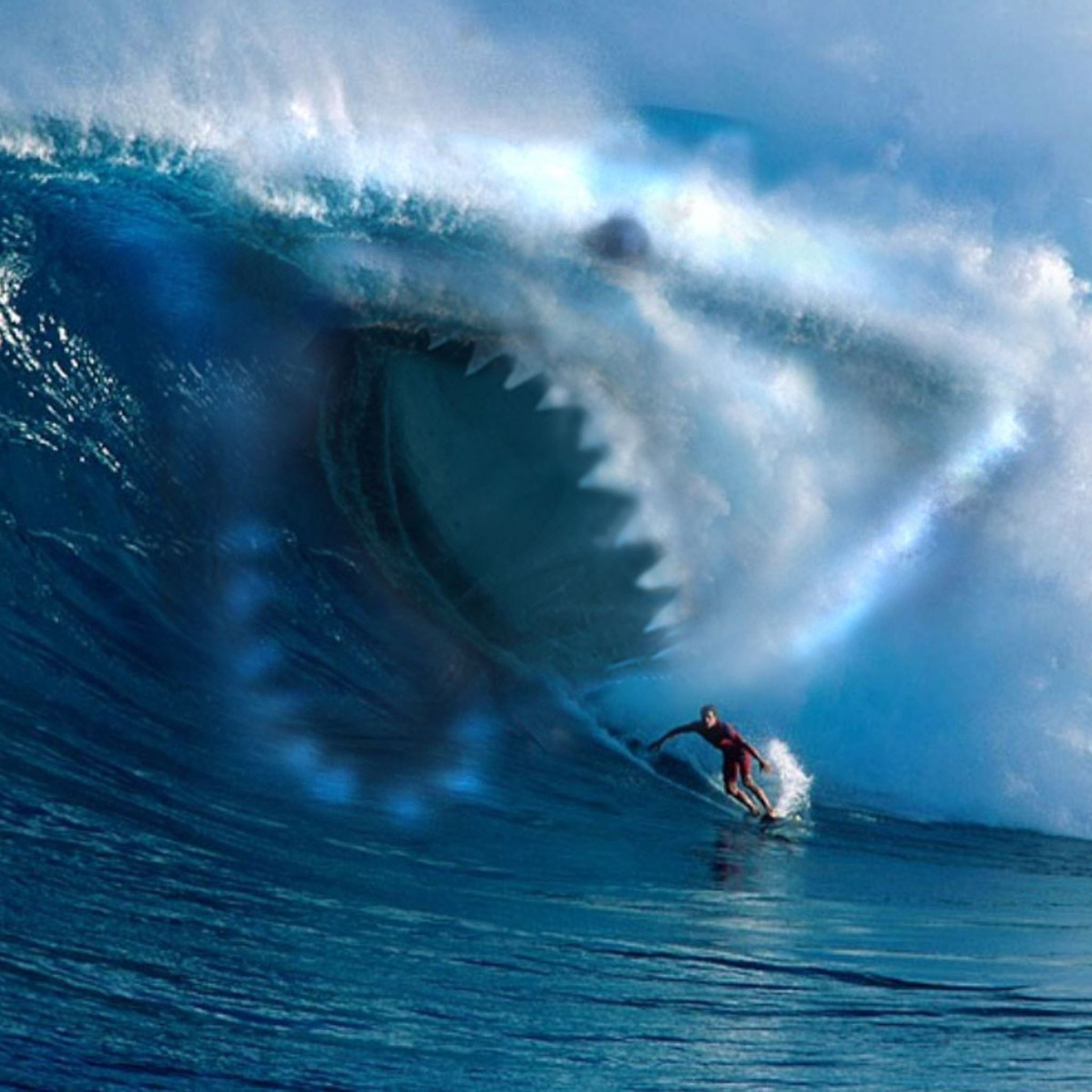 Shark Wave Water Surfing Ocean iPad Air Wallpaper