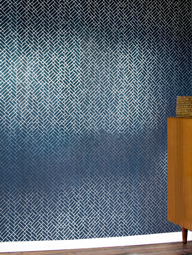 Tapet Cafe Tile Silver Navy by Erica Wakerly Wallpaper Direct