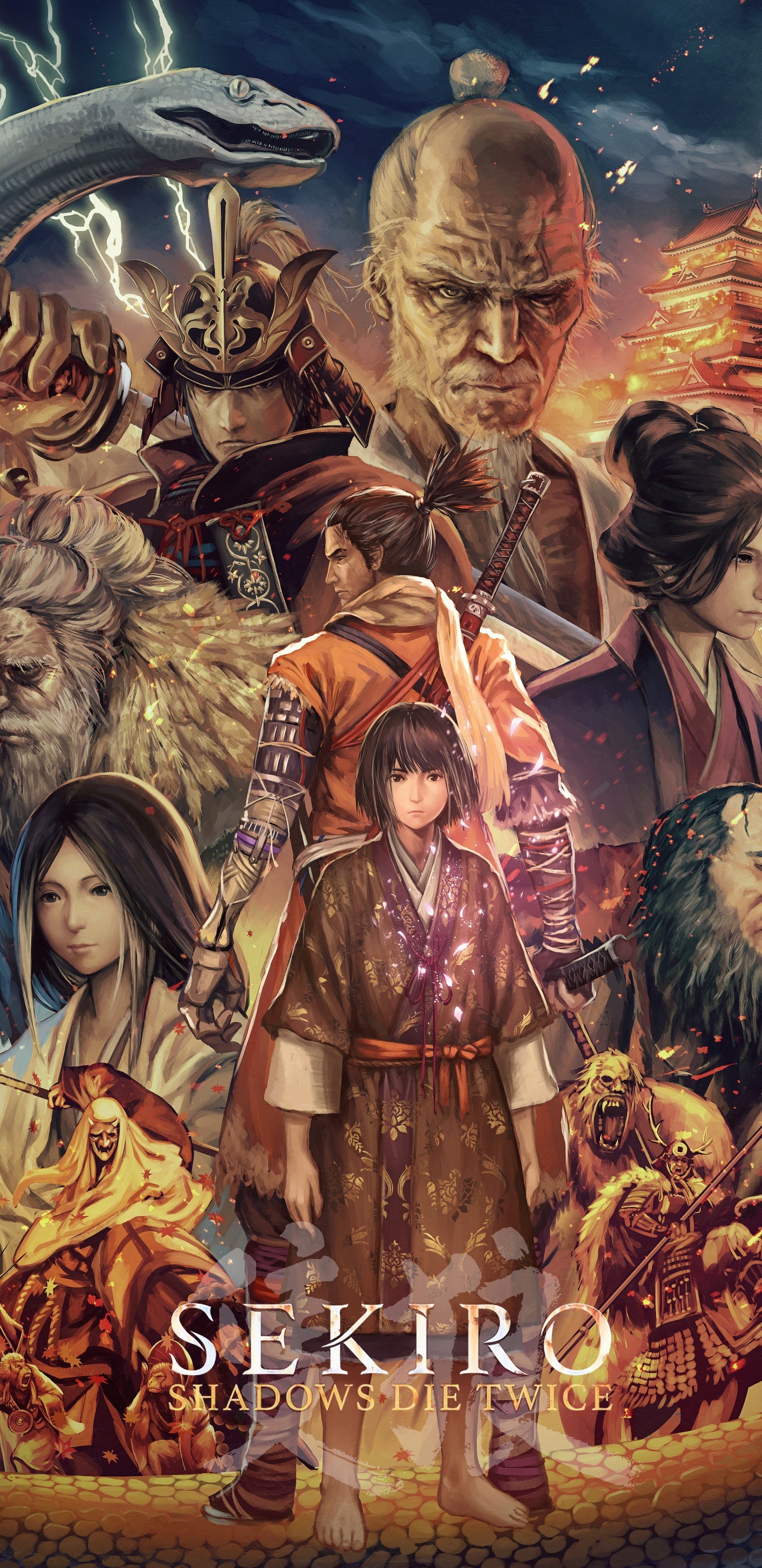 Shadows Die Twice Poster Anime Style Characters Sekiro