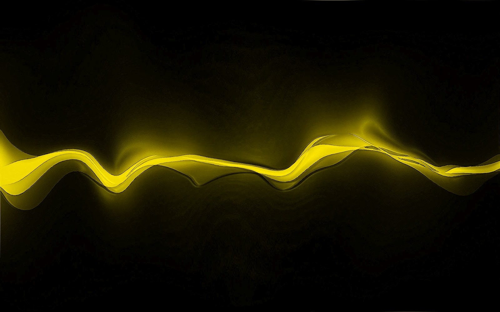 Abstract yellow wave flowing on a black background
