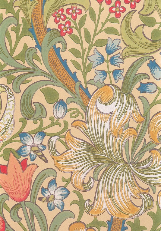 Golden Lily Wallpaper Classic William Morris Floral Print In Pictures