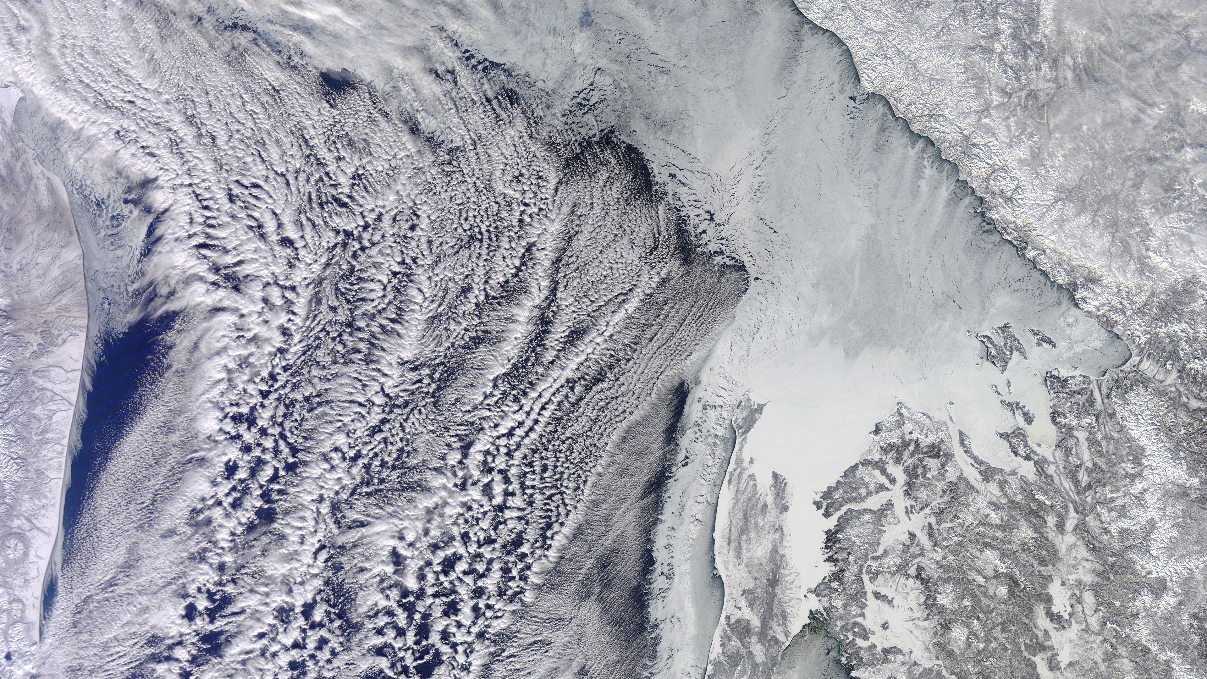 Snowy Earth From Satellite Wallpaper Space