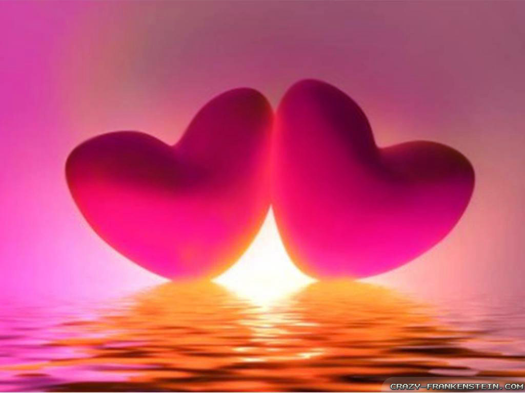Pink Sunset Romantic Heart Wallpaper IwallHD