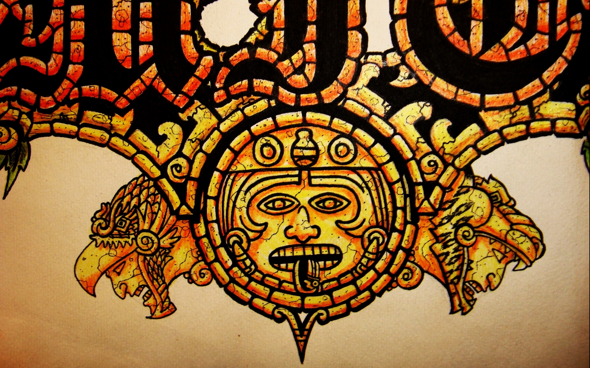 Aztec Art Face Culture Gods Wallpaper Background