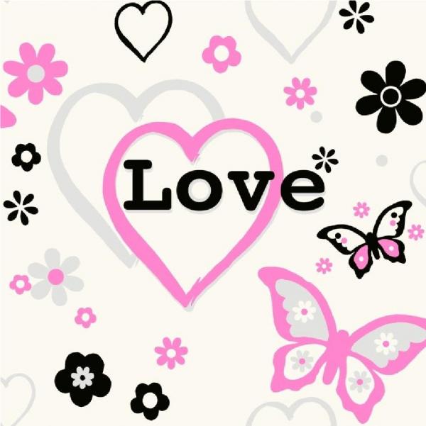 Hearts Flowers Butterfly Children Kids Girls Bedroom Pink Wallpaper