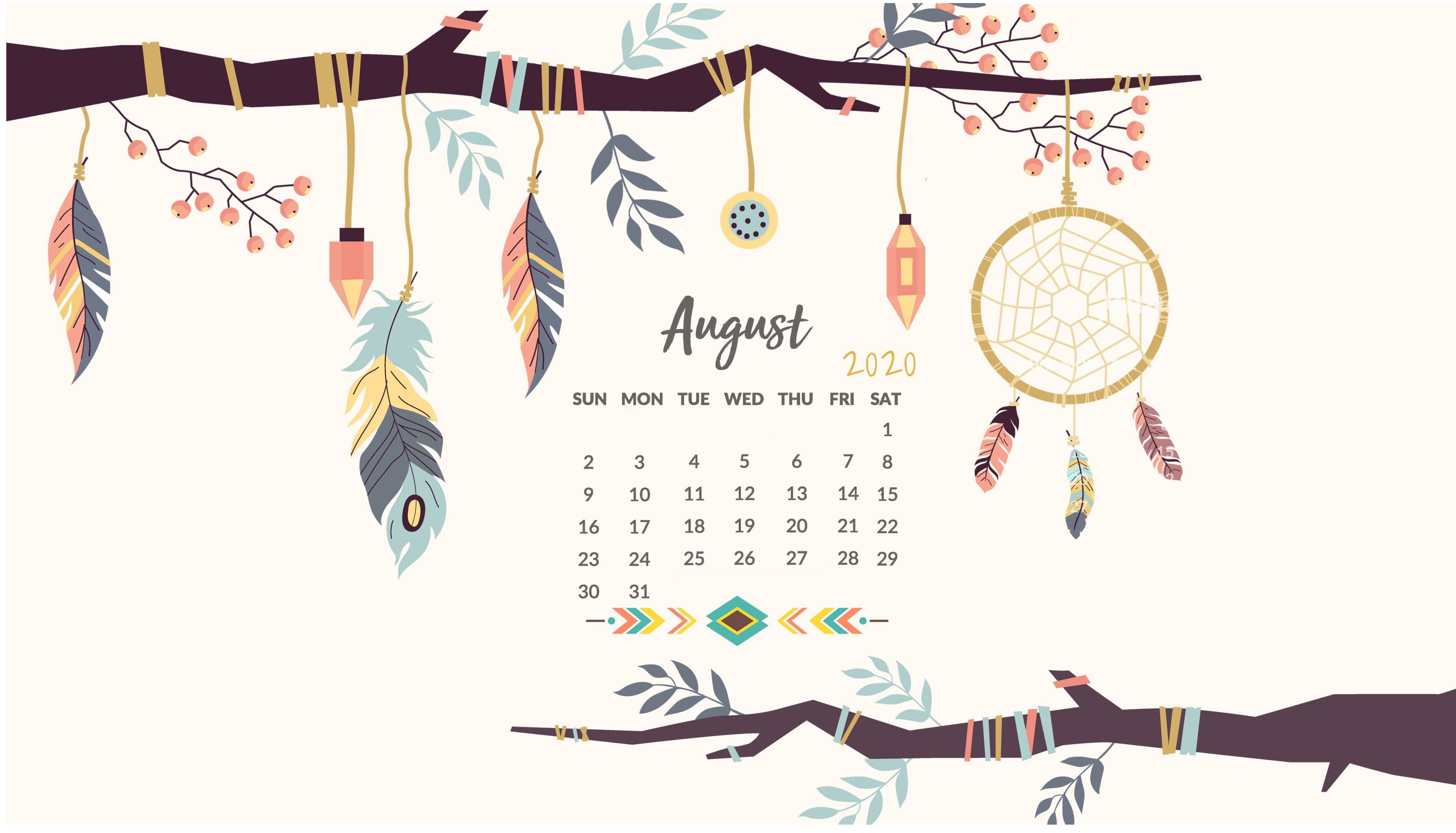 August Desktop Calendar Wallpaper