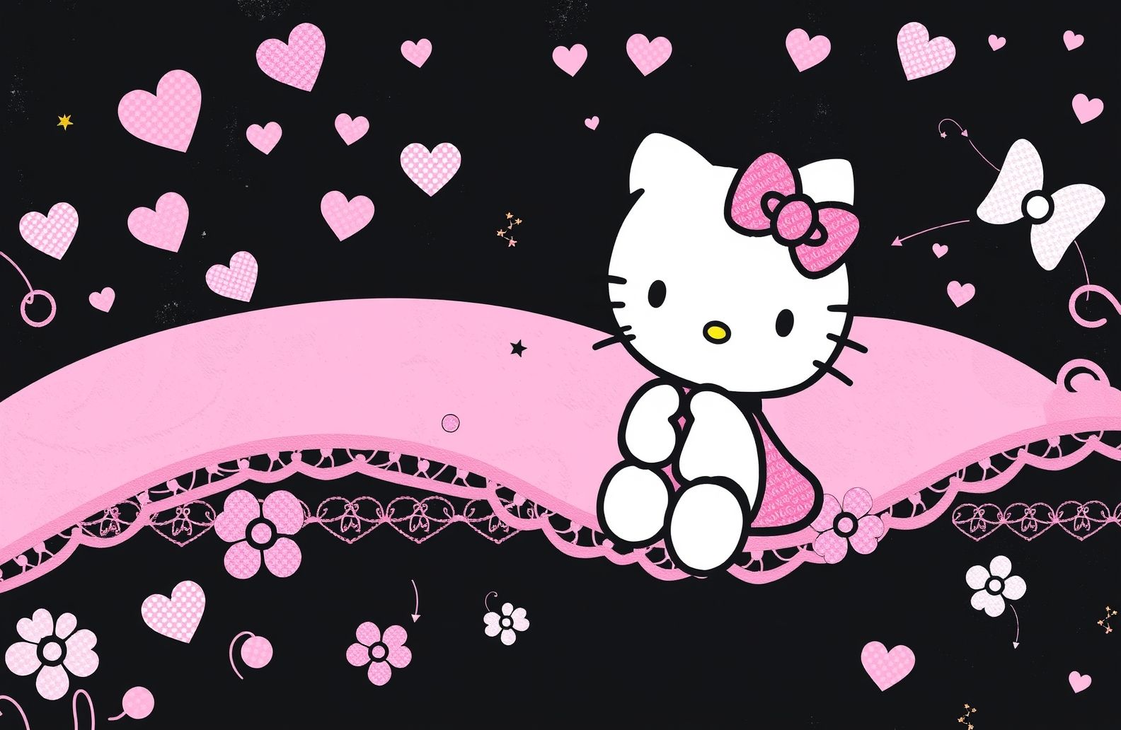 Hello Kitty Black And Pink Wallpaper