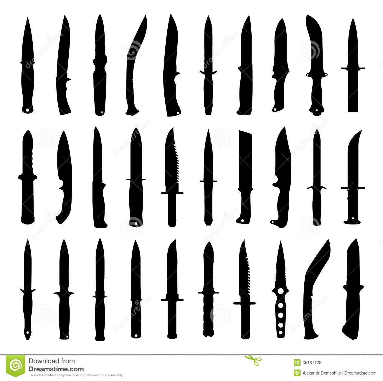 Knife Silhouettes Set Royalty Stock Photos Image